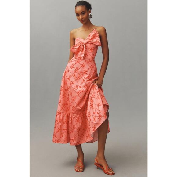 Anthropologie Hutch Pink Floral Bow-Tie Maxi Dress NWT Size 10 Wedding Guest - Picture 3 of 14